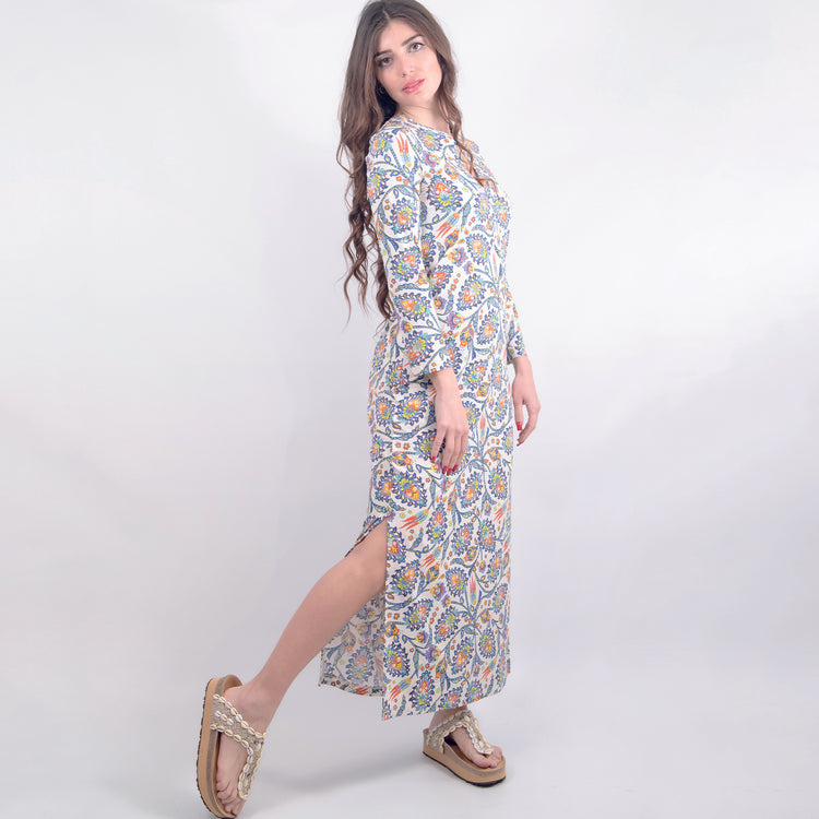 Caftano lungo jersey blu