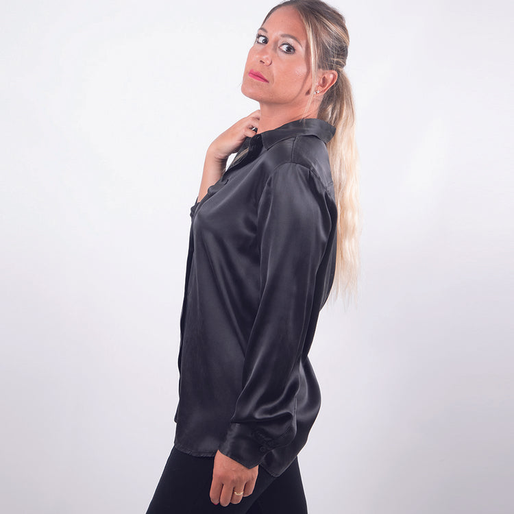 Camicia in seta elasticizzata nero