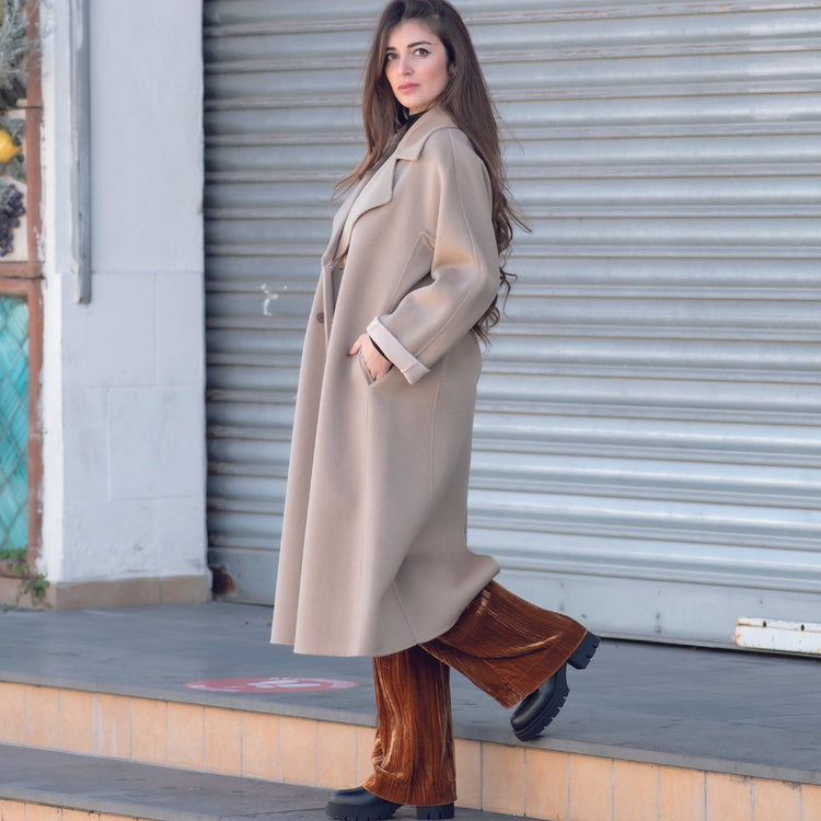 Cappotto in lana beige