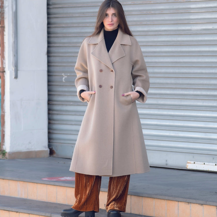 Cappotto in lana beige