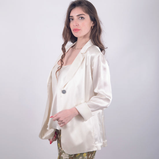 Giacca scollo V in viscosa bianca