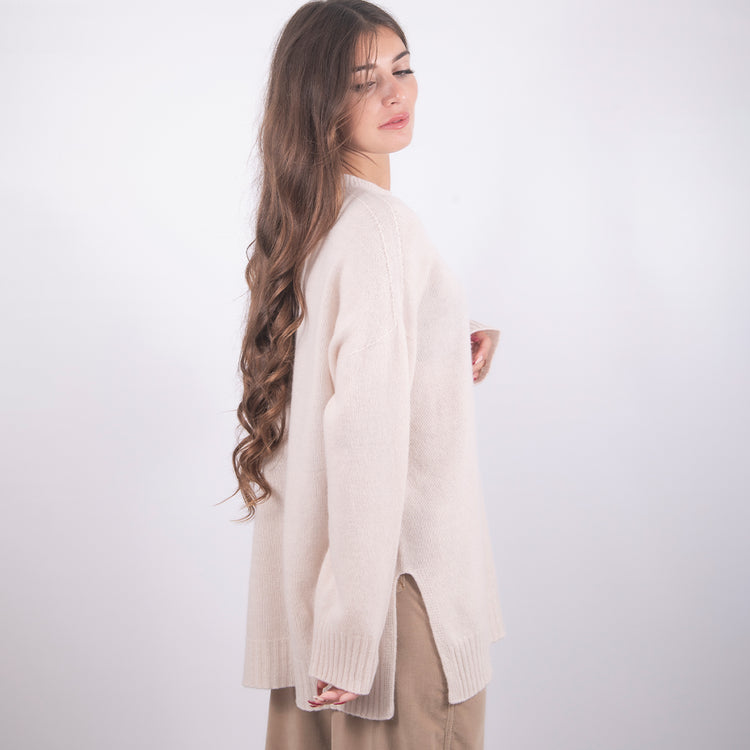 Maglia lunga in cashmere beige