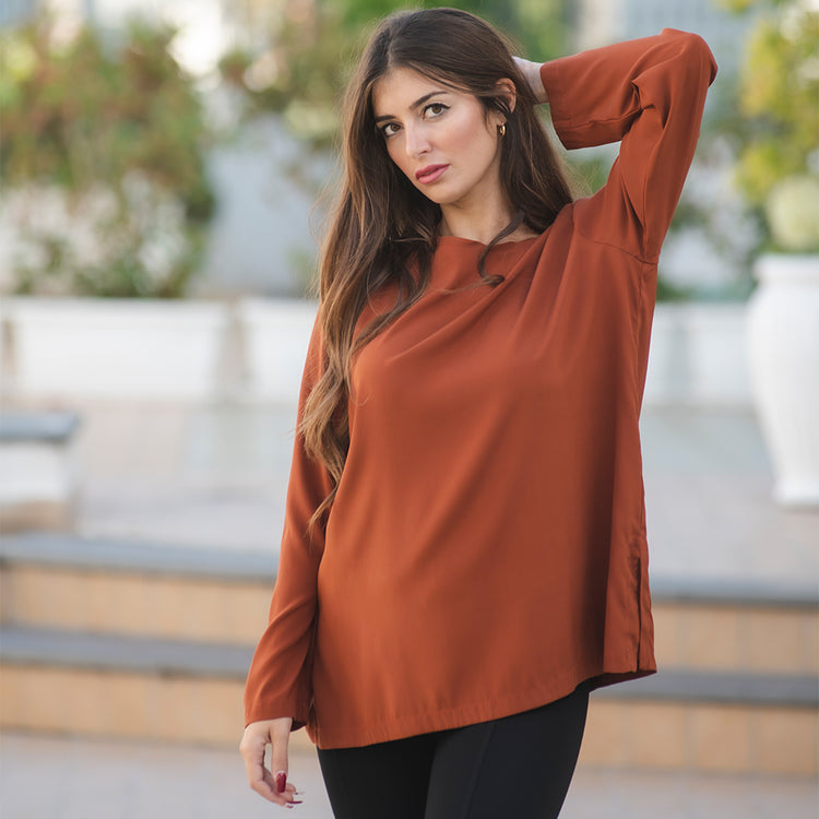 Maglia scollo rotondo arancione