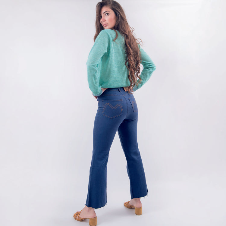 Pantalone elasticizzato in cotone blu