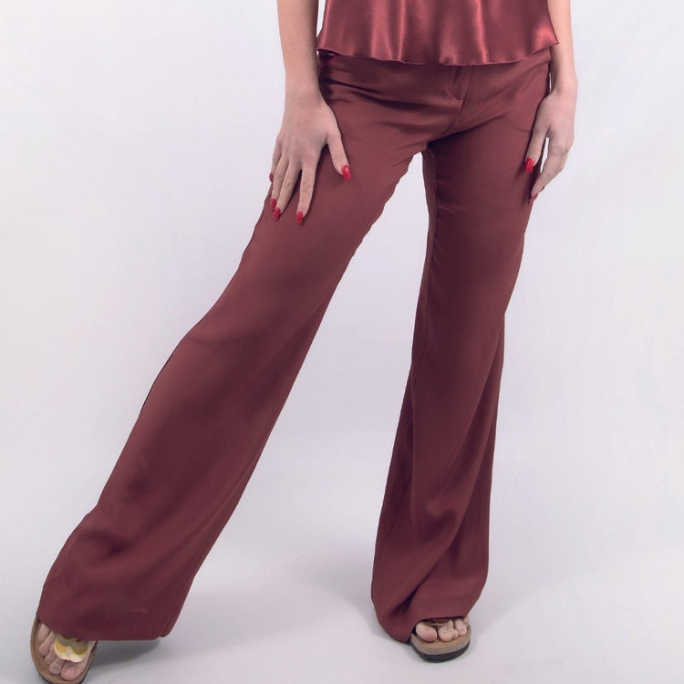 Pantalone in cady viscosa bordeaux
