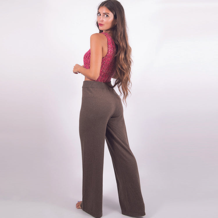 Pantalone in lana e viscosa marrone