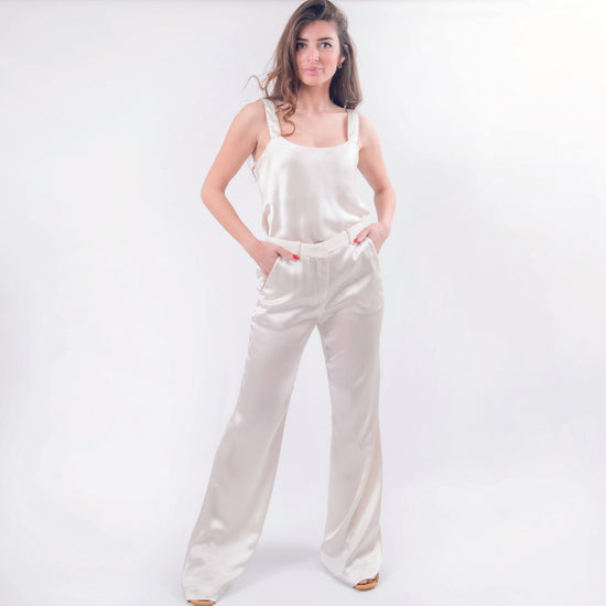 Pantalone in cady viscosa bianco