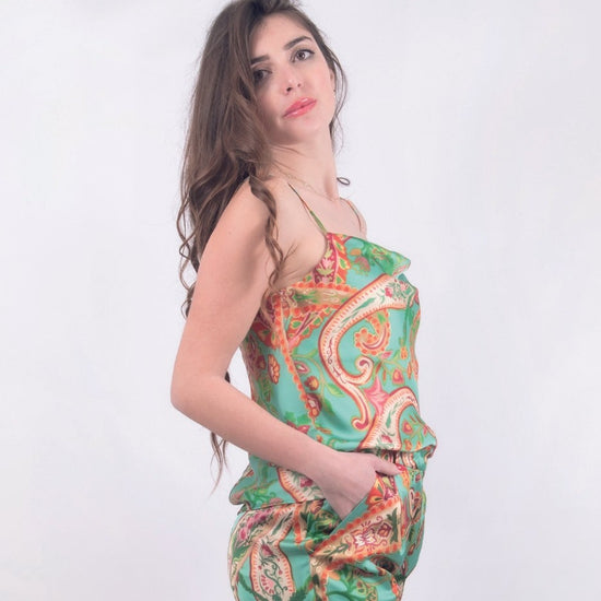 Top corto stampato verde