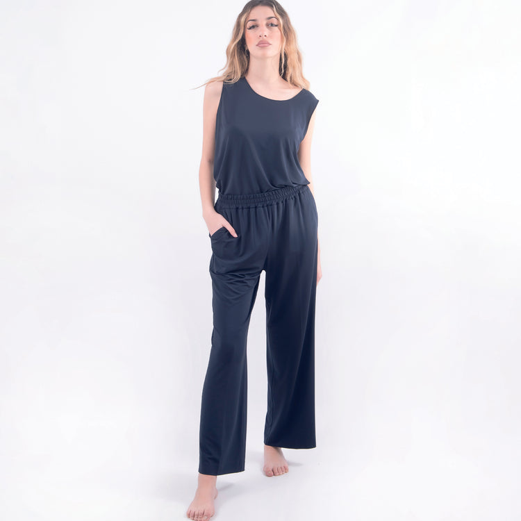 Pantalone morbido in viscosa blu