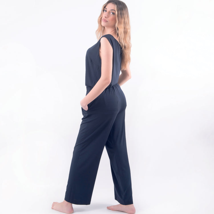 Pantalone morbido in viscosa blu