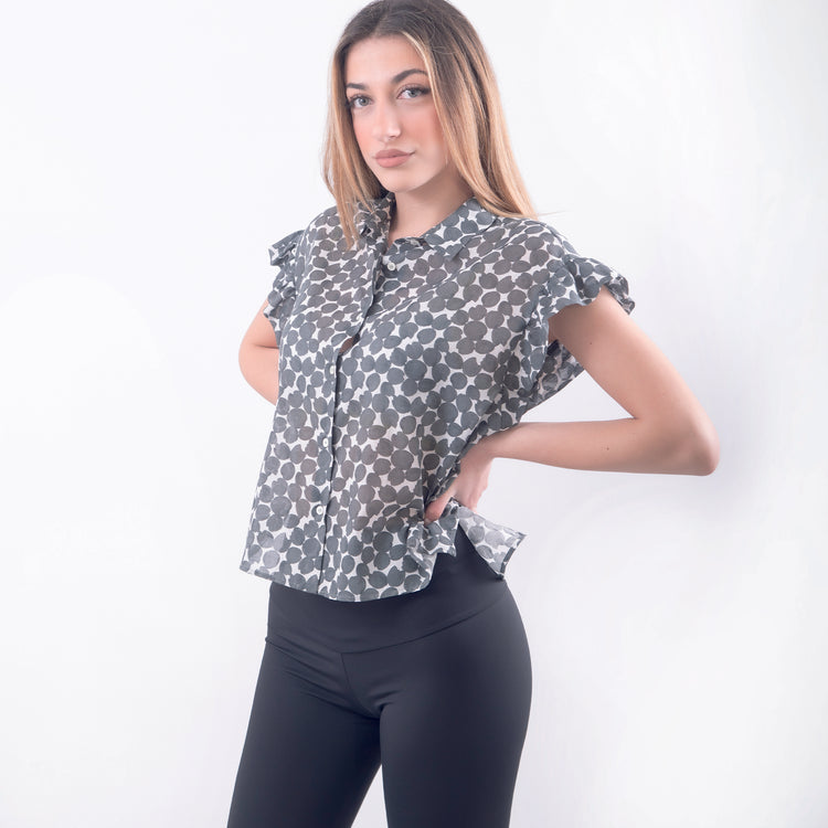 Camicia in cotone pois verde