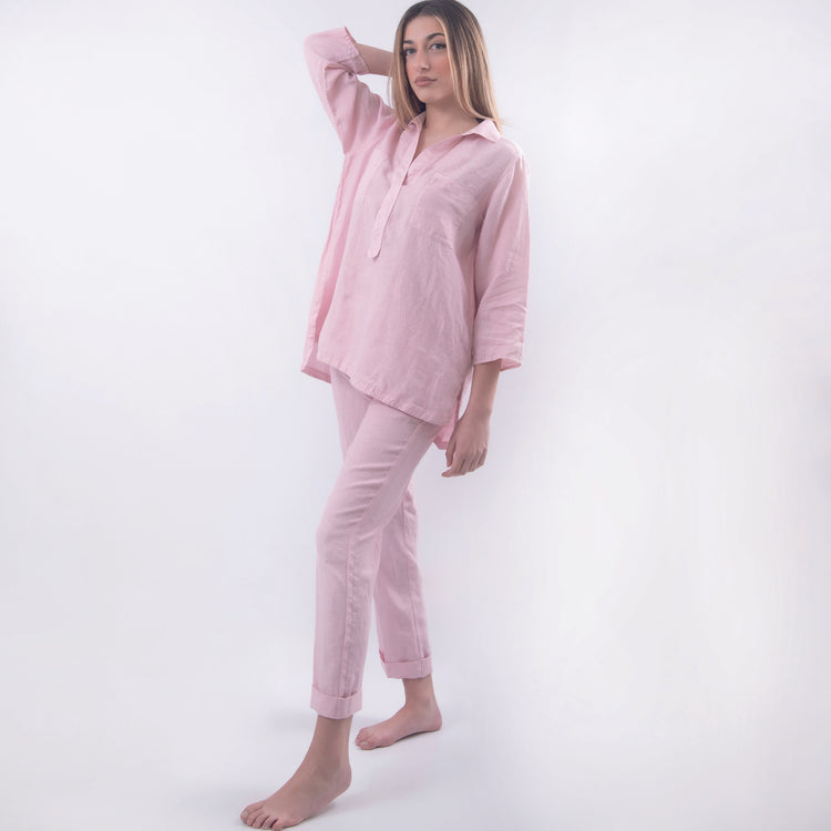 Pantalone in lino rosa
