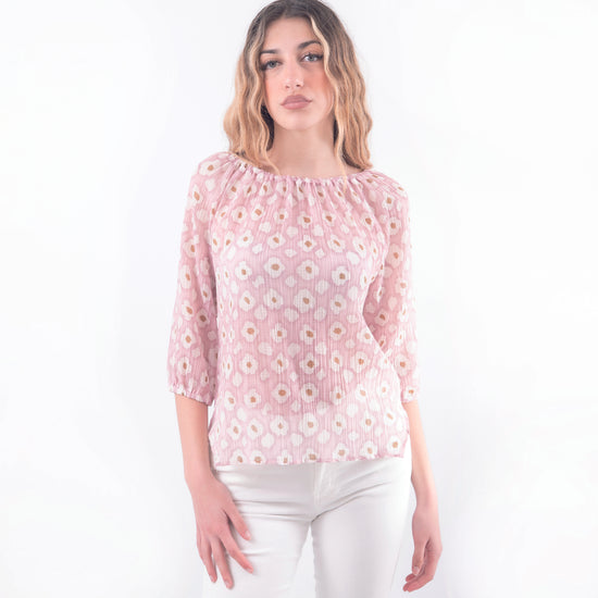 Maglia asimmetrica cotone seta rosa