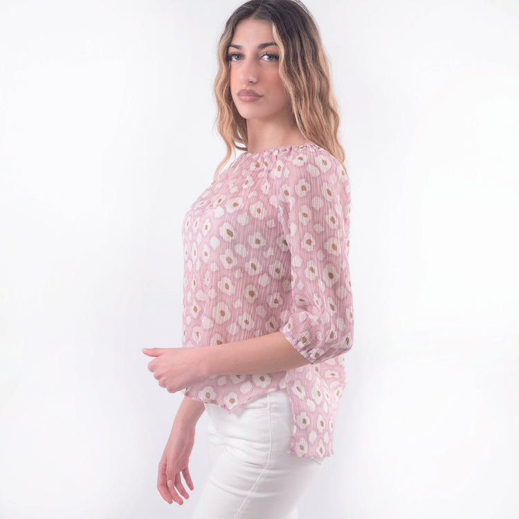 Maglia asimmetrica cotone seta rosa