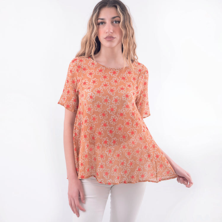 Maglia svasata cotone seta arancione