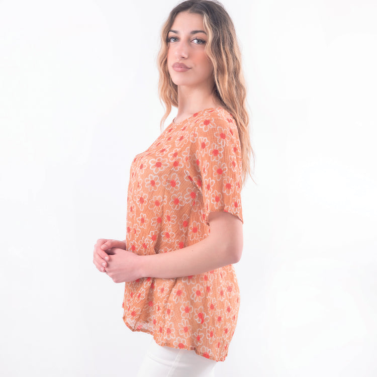 Maglia svasata cotone seta arancione