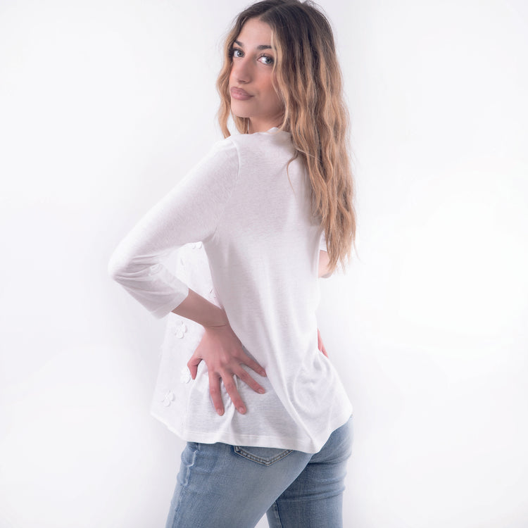 Maglia svasata in lino bianco