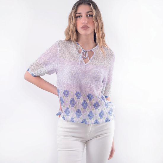 Polo in seta glicine