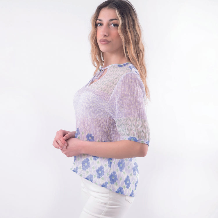 Polo in seta glicine