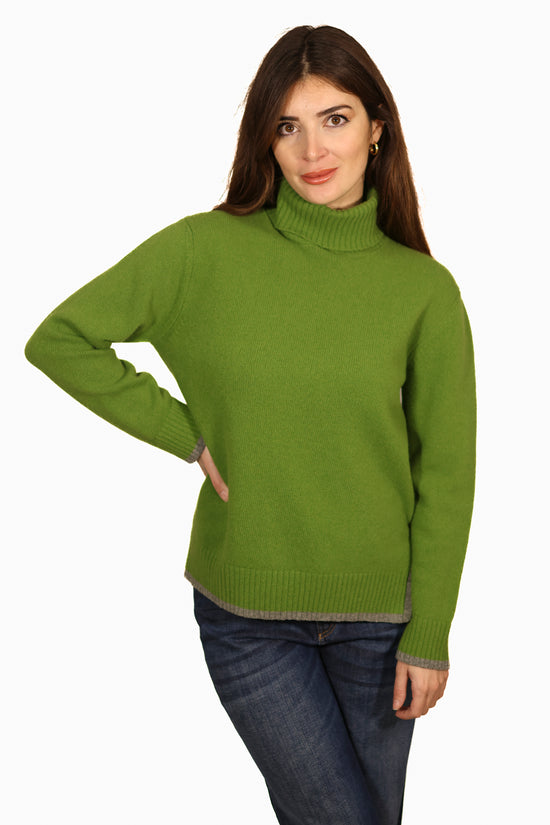 Whyci maglione in lana con collo alto verde