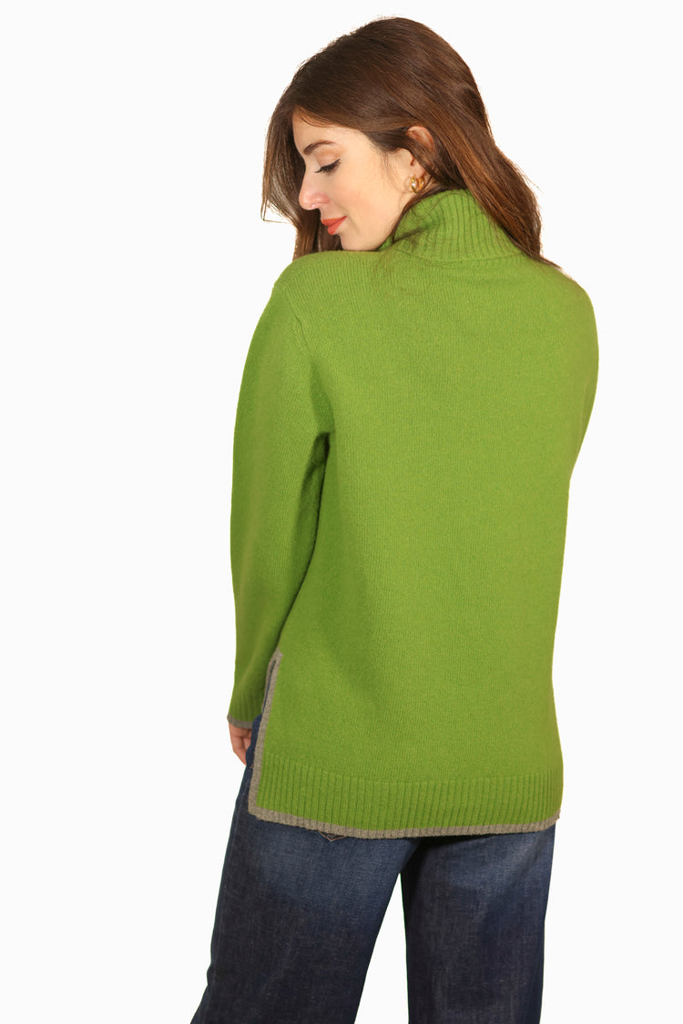 Whyci maglione in lana con collo alto verde