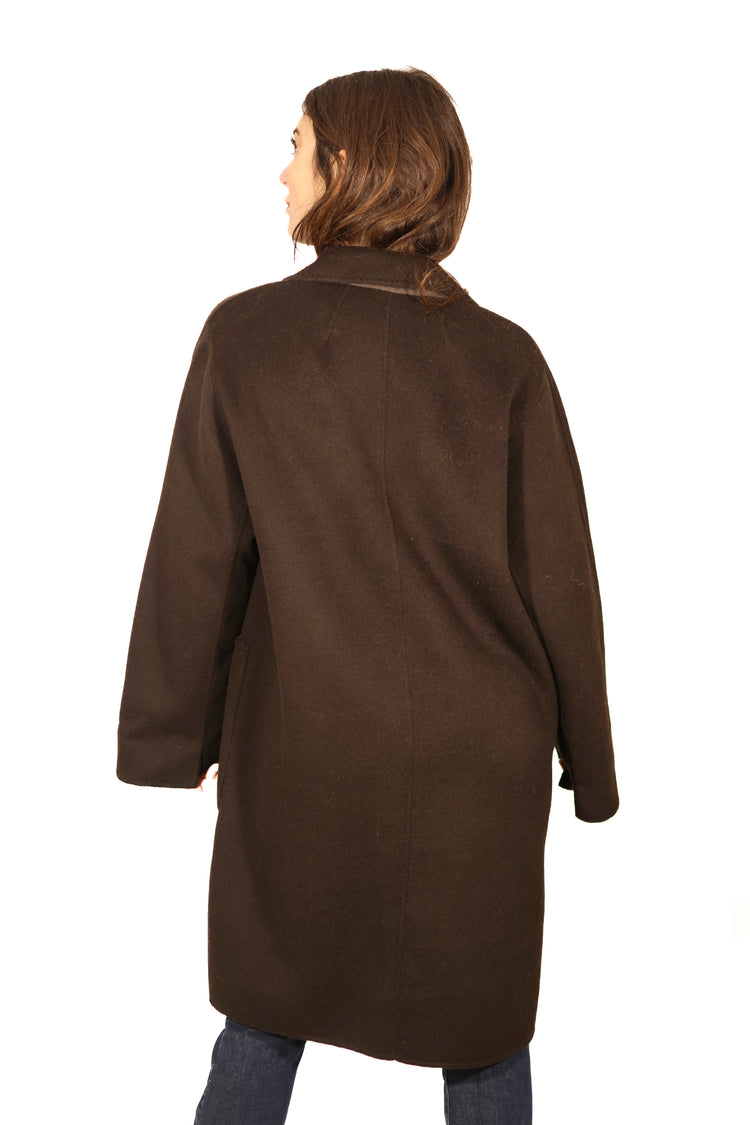 Cappotto monopetto reversibile marrone/grigio