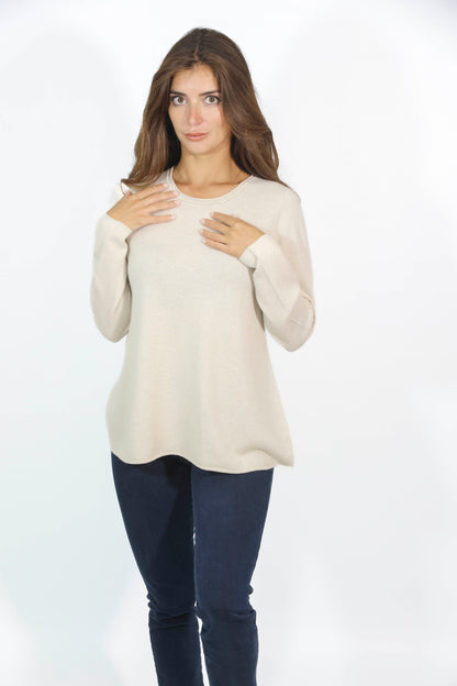 Maglia girocollo beige