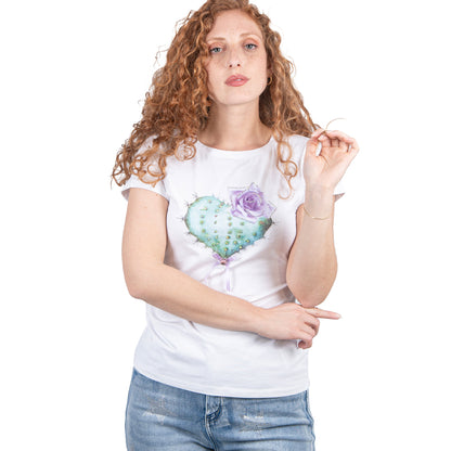 T-shirt bianca in leggerissimo cotone con stampa.