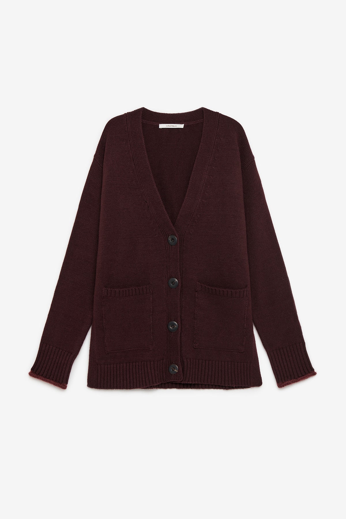 Cardigan bordeaux in lana merinos