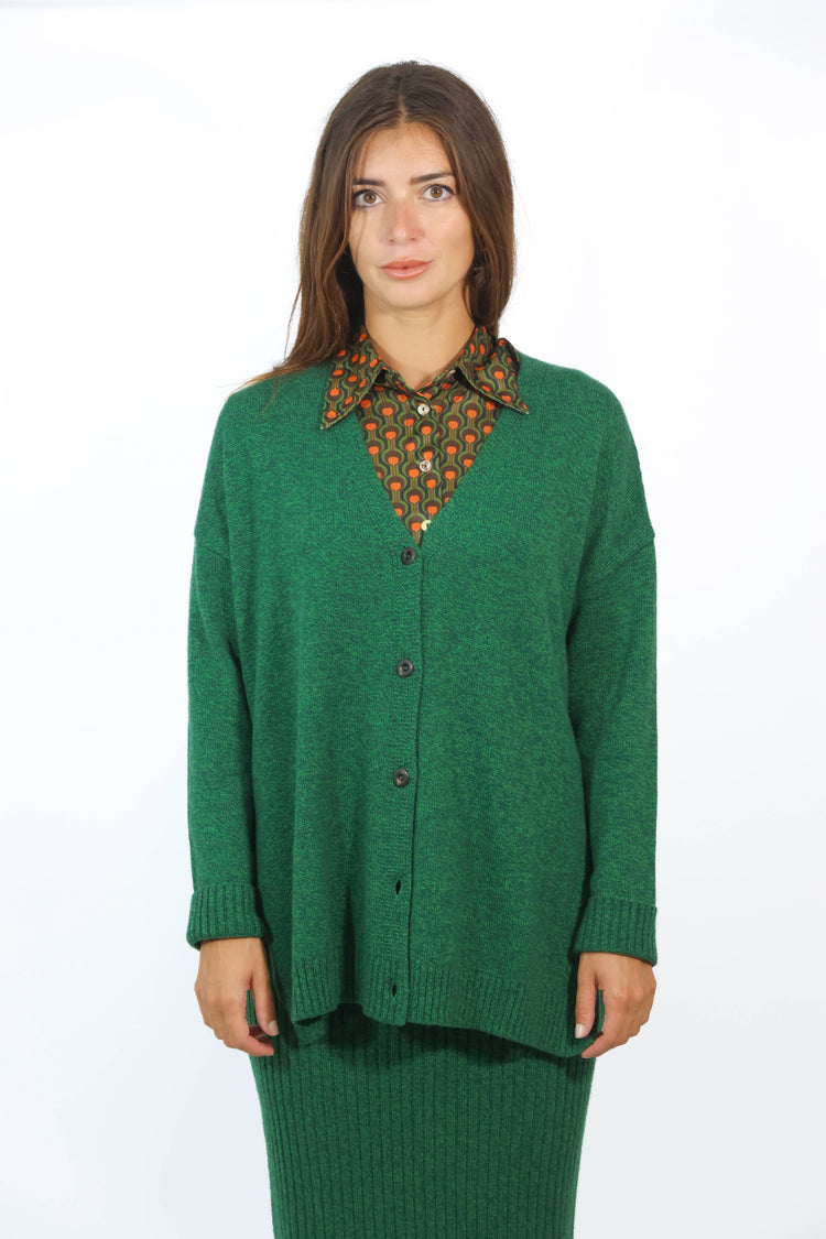 Cardigan lana verde