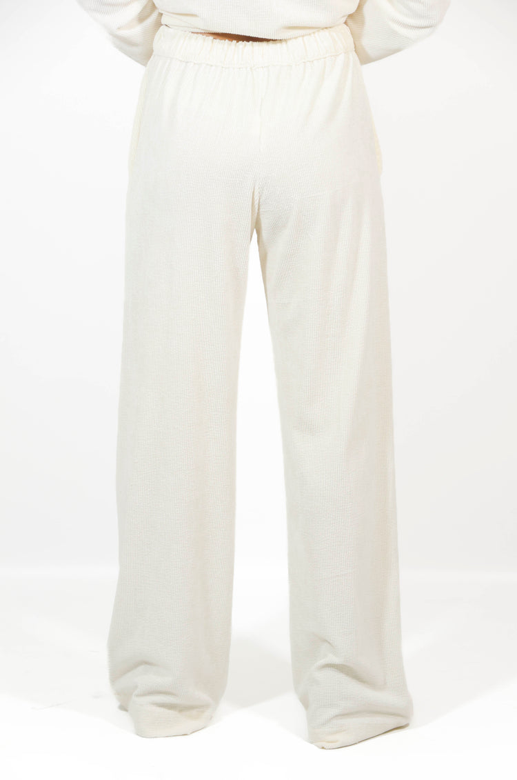 Pantalone morbido costine viscosa bianco