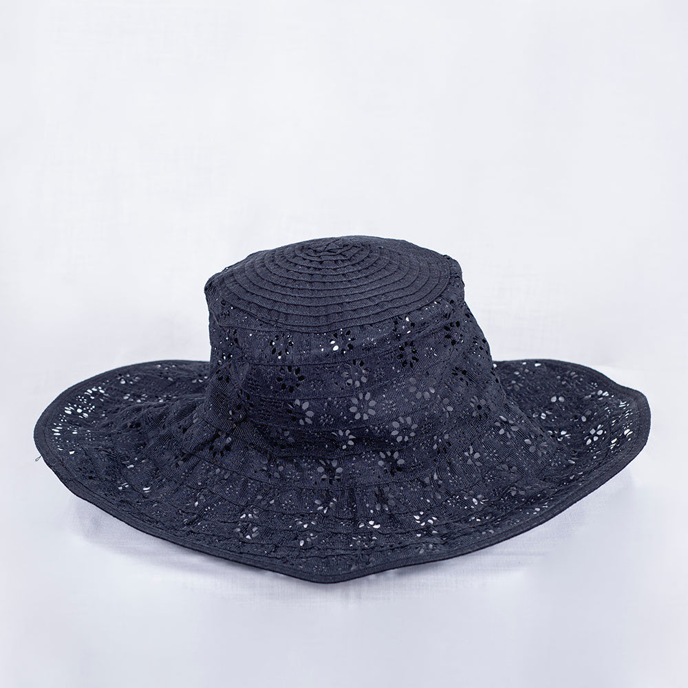 Cappello fantasia sangallo nero