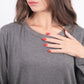 T-shirt grigio viscosa in lana con bordura sul collo