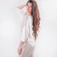 Blusa viscosa con dettagli lurex beige