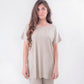 Blusa viscosa righe beige
