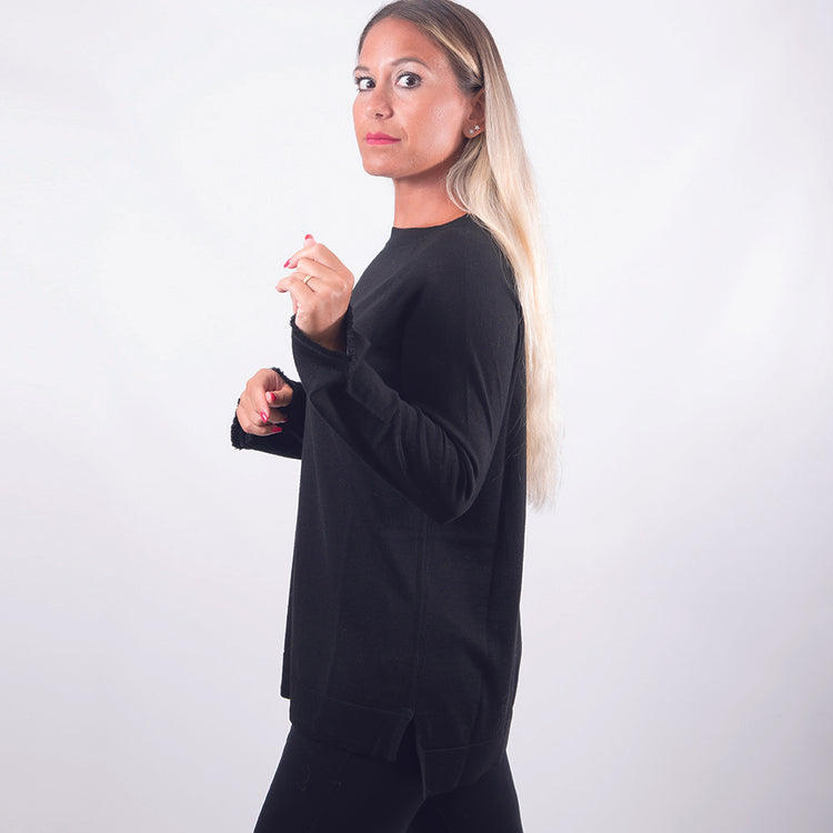 Maglia barchetta in lana nero