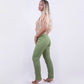 Pantalone in popeline di cotone elasticizzato verde
