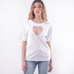 T-shirt con cuore diamanti bianco