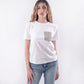 T-shirt in cotone taschino diamanti bianco