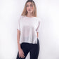T-shirt lino e cotone bianco
